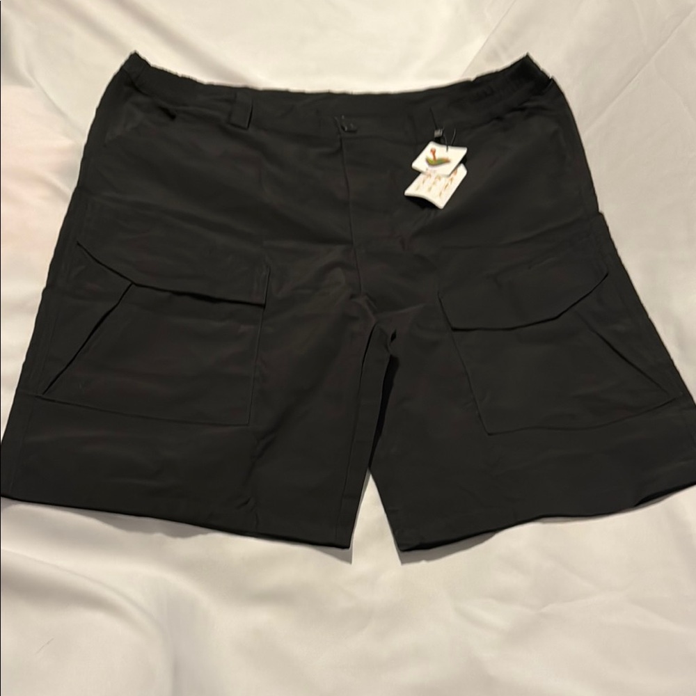 Black Cargo Shorts with Wide Waistband